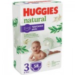 Огляд Підгузки Huggies Natural Pants Mega 3 (6-10 кг) 58 шт (5029053549552): характеристики, відгуки, ціни.