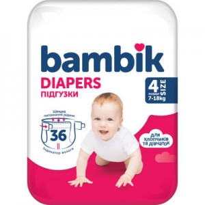 Підгузки Bambik Medium MAXI Розмір 4 (7-18 кг) 36 шт (4823071652277)