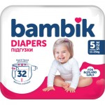 Огляд Підгузки Bambik Medium JUNIOR Розмвр 5 (11-25 кг) 32 ш (4823071652260): характеристики, відгуки, ціни.