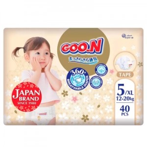 Підгузки GOO.N Premium Soft 12-20 кг Розмір 5 XL На липучках 40 шт (F1010101-150)