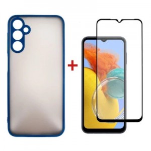Чохол до мобільного телефона Dengos Kit for Samsung Galaxy M14 case + glass (Blue) (DG-KM-16)
