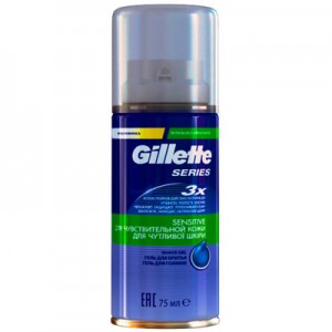 Огляд Гель для гоління Gillette Sensitive Skin для чувствительной кожи 75 мл (3014260219949): характеристики, відгуки, ціни.