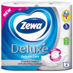 Огляд Туалетний папір Zewa Deluxe білий 3 шари 4 рулони (7322540313369): характеристики, відгуки, ціни.