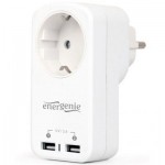 Огляд Зарядний пристрій EnerGenie 2 USB по 2.1A со сквозной розеткой (EG-ACU2-01-W): характеристики, відгуки, ціни.