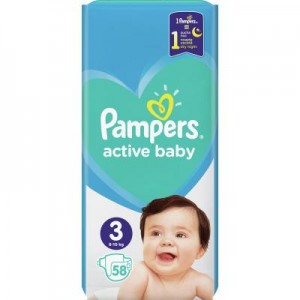 Підгузки Pampers Active Baby Midi Розмір 3 (6-10 кг), 58 шт (8001090949707)