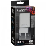 Огляд Зарядний пристрій Defender UPA-31 white, 3xUSB, 5V / 3.1A (83587): характеристики, відгуки, ціни.