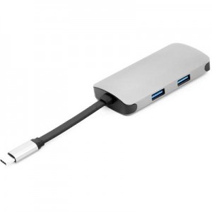 Огляд Концентратор PowerPlant Type-C - HDMI 4K, USB 3.0, USB Type-C, RJ45 (CA911691): характеристики, відгуки, ціни.
