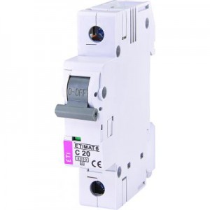 Огляд Автоматичний вимикач ETI Выключатель автоматический ETIMAT 6 1p С 20А (6 kA) (2141517): характеристики, відгуки, ціни.