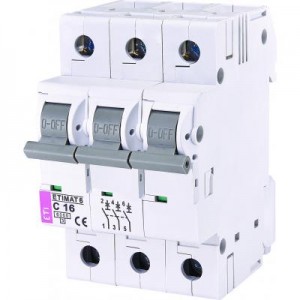 Огляд Автоматичний вимикач ETI Выключатель автоматический ETIMAT 6 3p C 16А (6 kA) (2145516): характеристики, відгуки, ціни.