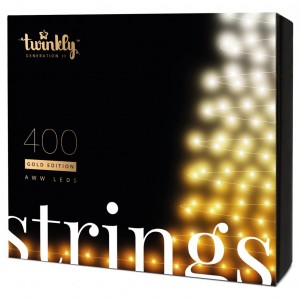 Гірлянда Twinkly Smart LED Strings AWW 400, BT + WiFi, Gen II, IP44, кабель ч (TWS400GOP-BEU)