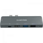 Огляд Концентратор Canyon 1*Type C PD100W+2*HDMI+1*USB3.0+1*USB2.0+1*SD+1*TF (CNS-TDS05B): характеристики, відгуки, ціни.