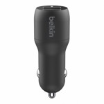 Огляд Зарядний пристрій Belkin Car Charger (24W) Dual USB-A, USB-A - Lightning, 1m, black (CCD001BT1MBK): характеристики, відгуки, ціни.