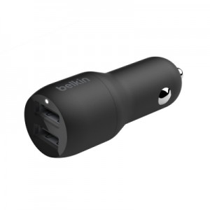 Огляд Зарядний пристрій Belkin Car Charger (24W) Dual USB-A, USB-A - Lightning, 1m, black (CCD001BT1MBK): характеристики, відгуки, ціни.