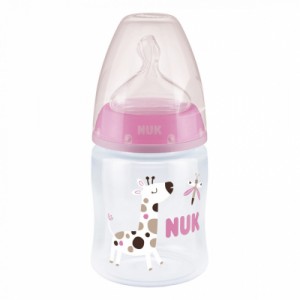 Огляд Пляшечка для годування Nuk First Choice Plus Жираф 150 мл Рожева (3952399): характеристики, відгуки, ціни.