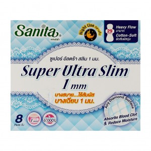 Огляд Гігієнічні прокладки Sanita Super Ultra Slim 29 см 8 шт. (8850461601511): характеристики, відгуки, ціни.