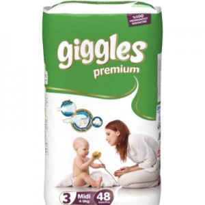 Огляд Підгузок Giggles Premium Midi 4-9 кг 48 шт (8680131201594): характеристики, відгуки, ціни.