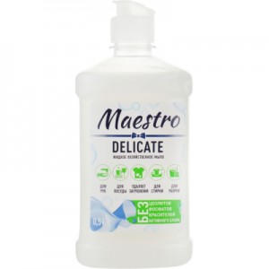 Огляд Гель для прання Мaestro господарське рідке мило Delicate 500 мл (4820195505090): характеристики, відгуки, ціни.