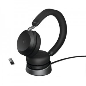 Огляд Навушники Jabra Evolve2 75 MS Stereo USB-A + База Black (27599-999-989): характеристики, відгуки, ціни.