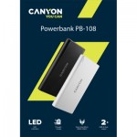 Огляд Батарея універсальна Canyon PB-108 10000mAh, Input 5V/2A, Output 5V/2.1A(Max), black (CNE-CPB1008B): характеристики, відгуки, ціни.