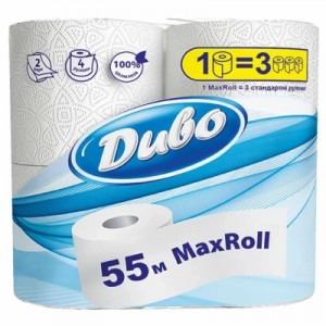 Огляд Туалетний папір Диво Max Roll білий 55 м 2 шари 4 рулони (4820003835708): характеристики, відгуки, ціни.