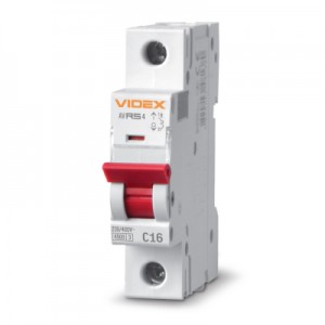 Огляд Автоматичний вимикач Videx RS4 RESIST 1п 16А С 4,5кА (VF-RS4-AV1C16): характеристики, відгуки, ціни.