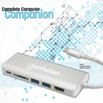 Огляд Концентратор Intracom USB3.1 Type-C to HDMI/USB 3.0x2/RJ45/SD/PD 60W Hub 7-in-1 Manhattan (152075): характеристики, відгуки, ціни.