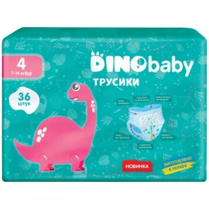 Огляд Підгузок Dino Baby Розмір 4 (7-14 кг) 36 шт (4823098413950): характеристики, відгуки, ціни.
