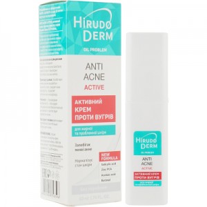 Крем для обличчя Біокон Hirudo Derm Oil Problem Anti-Acne Астіve Активний проти вугрів 50 мл (4820008318596)