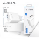 Огляд Зарядний пристрій ACCLAB AL-TC220 (1xUSB, 1xType-C) (1283126556494): характеристики, відгуки, ціни.