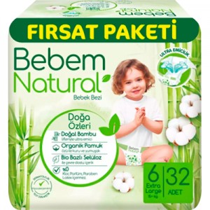 Підгузки Bebem Natural 6 Extra large 15+ кг 32 шт (8690536831982)