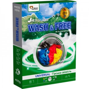 Пральний порошок Wash&Free Universal Гірська свіжість 400 г (4262396141897)