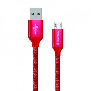 Огляд Дата кабель ColorWay Кабель Colorway USB - МicroUSB 2.1А 1м червоний (CW-CBUM002-RD): характеристики, відгуки, ціни.