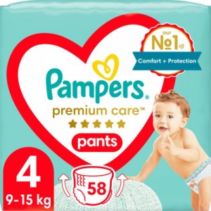 Огляд Підгузок Pampers Premium Care Pants Maxi Розмір 4 58 шт (8001090759993): характеристики, відгуки, ціни.