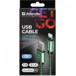 Огляд Дата кабель USB 2.0 AM to Lightning 1.0m ACH01-03T 2.1A green Defender (87810): характеристики, відгуки, ціни.