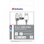 Огляд Дата кабель USB 2.0 AM to Lightning + Micro 5P 1.0m silver Verbatim (48869): характеристики, відгуки, ціни.
