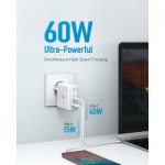 Огляд Зарядний пристрій Anker PowerPort+ Atom III 45W USB-C+15W USB-A (White) (A2322G21): характеристики, відгуки, ціни.