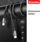 Огляд Дата кабель USB Type-C to Type-C 1.0m PD Fast Charging 65W 3А grey ColorWay (CW-CBPDCC040-GR): характеристики, відгуки, ціни.