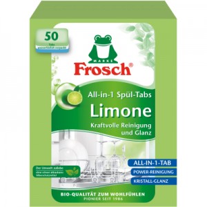 Огляд Таблетки для посудомийних машин Frosch Лимон 50 шт. (4001499947315): характеристики, відгуки, ціни.