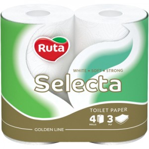Огляд Туалетний папір Ruta Selecta 3 шари 4 рулони (4820023744387): характеристики, відгуки, ціни.