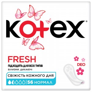 Огляд Щоденні прокладки Kotex Normal Deo 56 шт. (5029053548234/5029053548098): характеристики, відгуки, ціни.