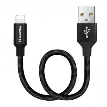 Дата кабель USB 2.0 AM to Lightning 0.25m black ColorWay (CW-CBUL048-BK)