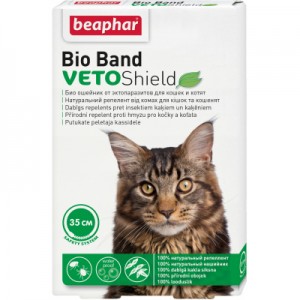 Огляд Нашийник для тварин Beaphar Bio Collar від бліх, кліщів і комарів для кішок 35 см (8711231106646): характеристики, відгуки, ціни.