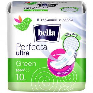 Огляд Гігієнічні прокладки Bella Perfecta Ultra Green Drai 10 шт. (5900516305994): характеристики, відгуки, ціни.
