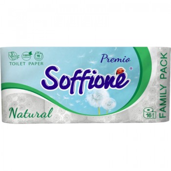 Туалетний папір Soffione Natural 3 шари 16 рулонів (4820003833902)