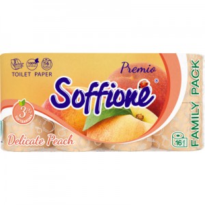 Огляд Туалетний папір Soffione Premio Delicate Peach 3 шари 16 рулонів (4820003836347): характеристики, відгуки, ціни.