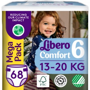 Огляд Підгузок Libero Comfort Розмір 6 (13-20 кг) 68 шт (7322541757025): характеристики, відгуки, ціни.