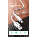 Огляд Дата кабель USB 2.0 AM to Lightning 2.0m US155 2.4A, Nickel Plating ABS Shell White Ugreen (20730): характеристики, відгуки, ціни.