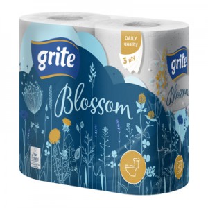 Огляд Туалетний папір Grite Blossom 3 шари 4 рулони (4770023348736): характеристики, відгуки, ціни.