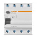 Огляд Диференційне реле (ПЗВ) Videx RESIST АС 4п 30мА 10кА 16А (VF-RS10-DR4AC16): характеристики, відгуки, ціни.