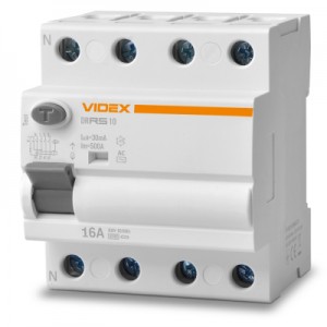 Огляд Диференційне реле (ПЗВ) Videx RESIST АС 4п 30мА 10кА 16А (VF-RS10-DR4AC16): характеристики, відгуки, ціни.